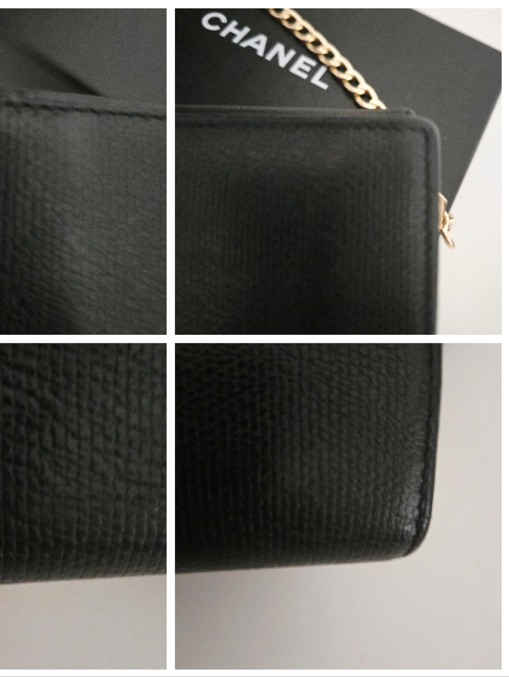 Authentic CHANEL CC Coco Black Gold Flap Wallet Clutch Crossbody WOC Card Holder - Picture 11 of 15